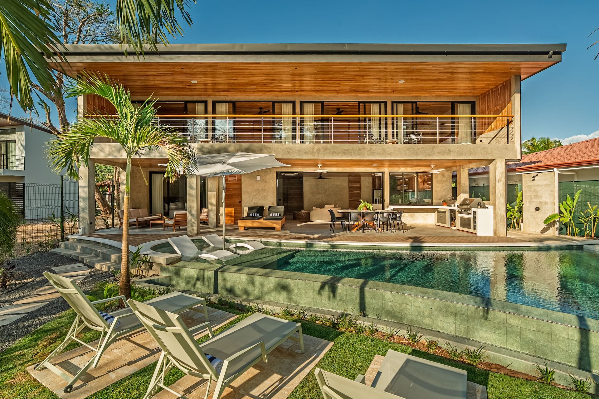 Casa Arcana Grande, pool and house at dusk
