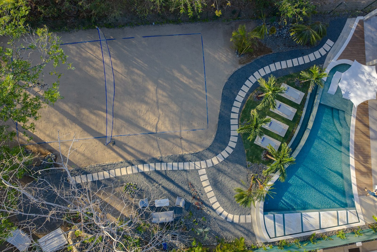 Aerial of the pool and roof