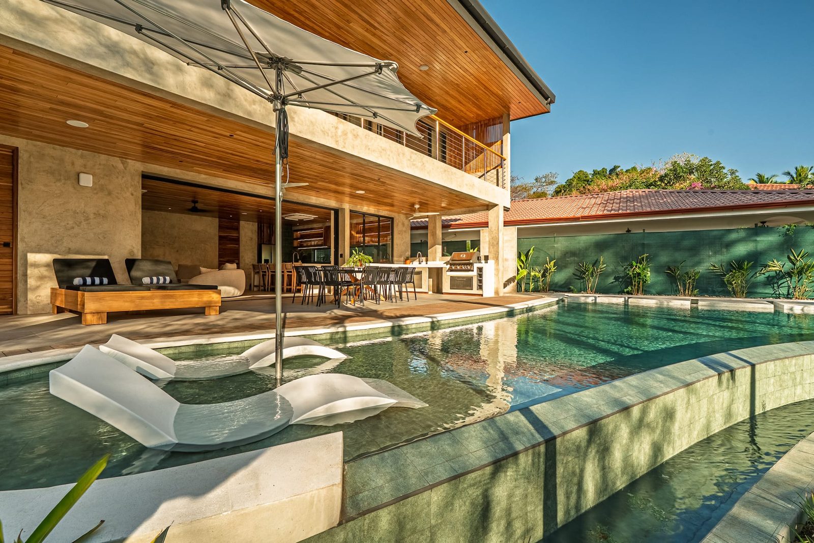 Pool and house at evening